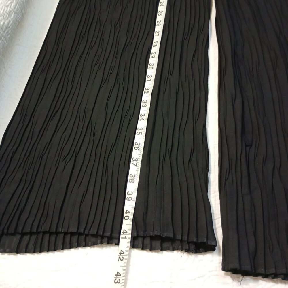 C'est Duo By Casablanca Black Crinkle Wide-Leg Pants With Drawstring Waist Sz S - Picture 13 of 13